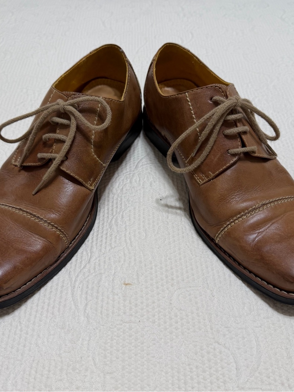 Sandro Moscoloni Tan-Brown Leather Derby Oxfords